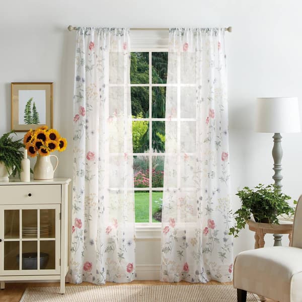 Martha Stewart Garden Print Pole Top Sheer Curtains