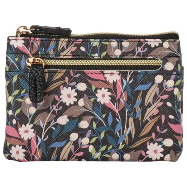 Womens Buxton Large ID Coin Case Wallet - Bed of Flowers