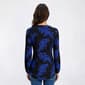 Petite Anne Klein Split Neck Floral Leaf Blouse - image 3