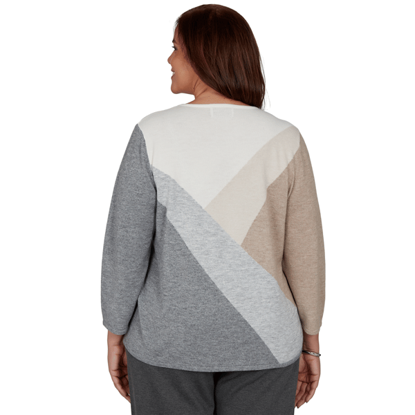 Plus Size Alfred Dunner Regent Street Studded Color Block Sweater