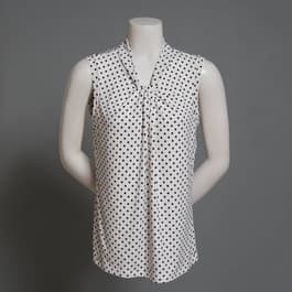 Womens Tommy Hilfiger Sleeveless Polka Dot Knot Neck Knit Blouse