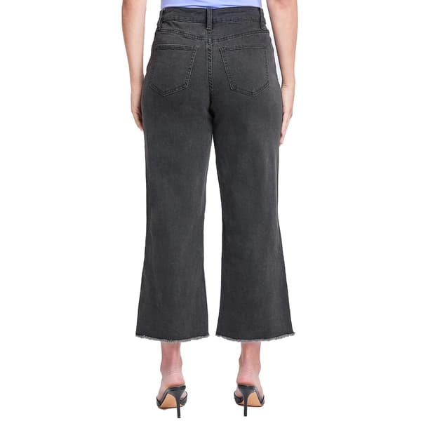 Womens YMI High Rise Wide Leg Cropped Raw Hem Denim Jeans