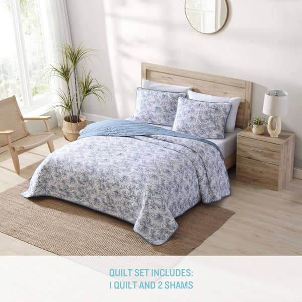 Tommy Bahama Pen And Ink Palm Cotton Quilt Set