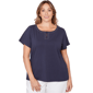 Plus Size Heart''s of Palm Smooth Sailing Solid Short Sleeve Top - image 1
