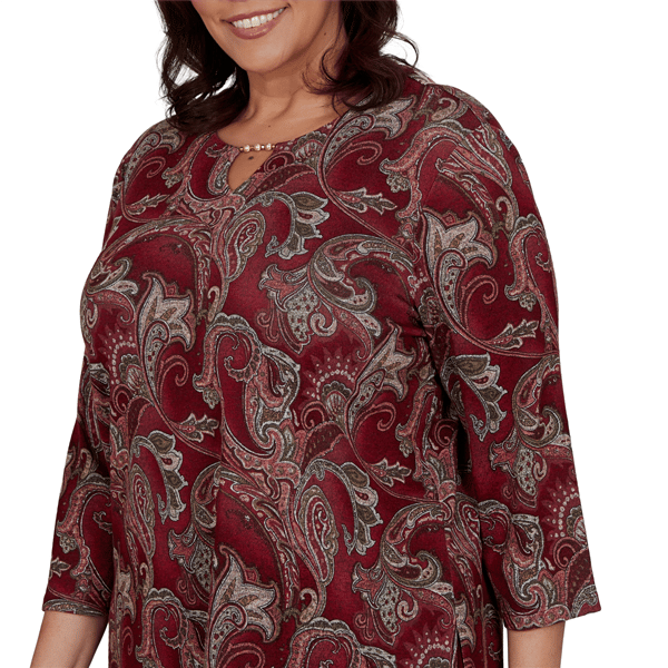 Plus Size Alfred Dunner Union Square 3/4 Sleeve Paisley Blouse