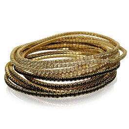 Guess Gold-Tone Clear & Black Crystal Stretch Bracelets