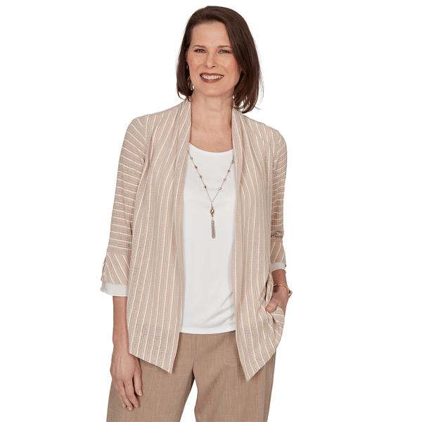 Petite Alfred Dunner Grand Bazaar Stripe Two in One Blouse