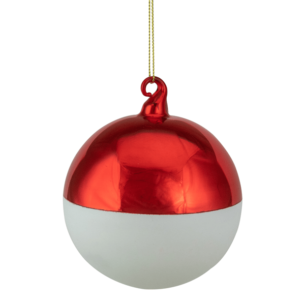 Northlight Red & White 2-Finish Christmas Glass Ball Ornament - image 