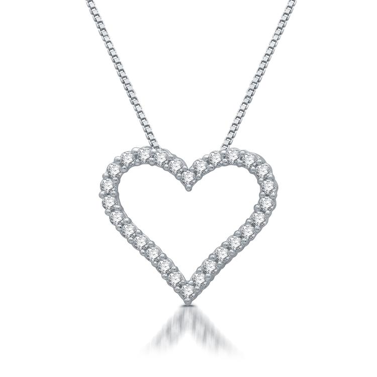 Nova Star(R) Sterling Silver 1/4ctw Lab Grown Diamond Heart Pendant