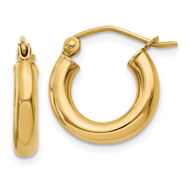 Gold Classics&#40;tm&#41; 14kt. Glossy Gold 14mm Hoop Earrings - image 