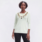 Petite Hasting & Smith 3/4 Sleeve Pumpkin Vines Embroider Tee - image 1