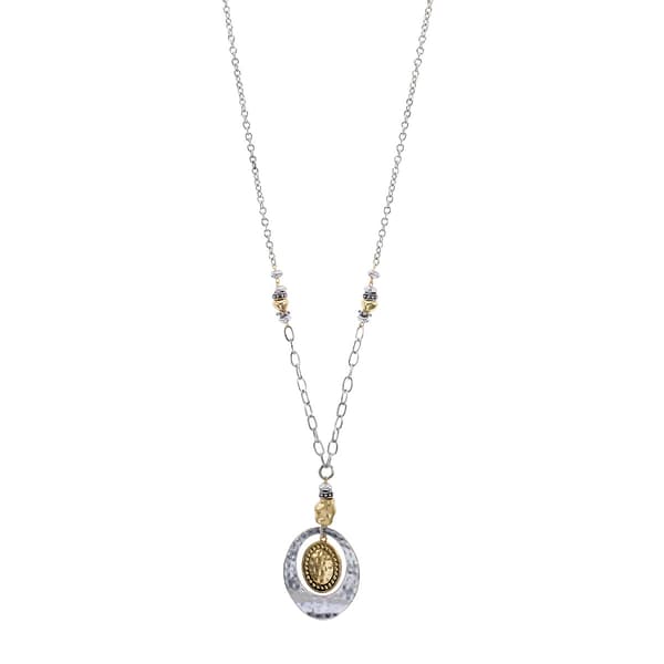Ruby Rd. Two-Tone Long Linked Necklace w/ Orbital Pendant - image 