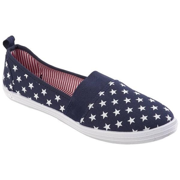 Womens Ashley Blue Navy with Stars Canvas Slip Ons - image 