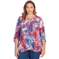 Women''s Ruby Rd. Indigo Go Tie Dye Floral Jacquard Top - image 1