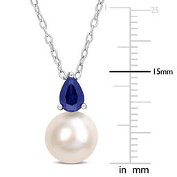 Gemstone Classics™ Freshwater Pearl & Blue Sapphire Pendant