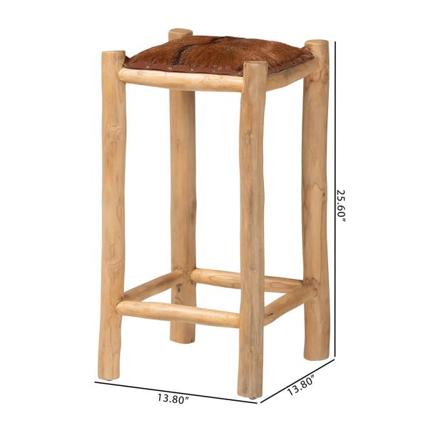 bali & pari Rivera Genuine Goat Leather Counter Stool