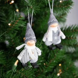 Northlight Plush Striped Boy & Girl Christmas Ornaments- Set of 2