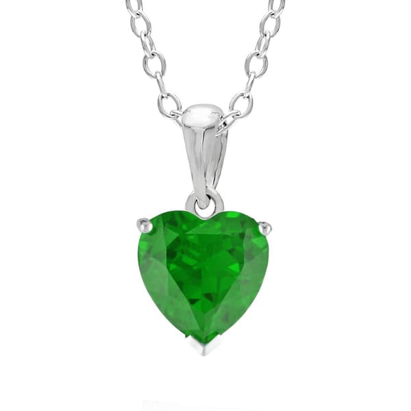 Sterling Silver Emerald Heart Pendant - image 