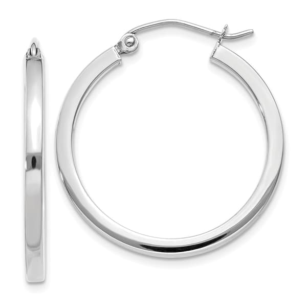 Gold Classics&#40;tm&#41; 14kt. White Gold 2mm Square Hoop Earrings - image 