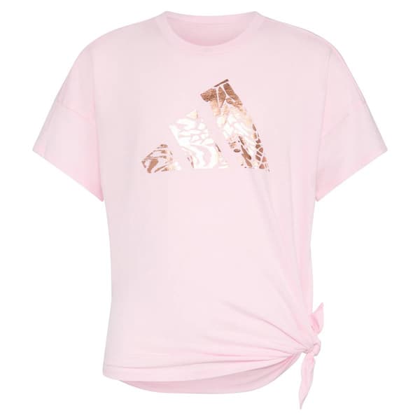 Girls (7-16) adidas® Short Sleeve Foil Emblem Side Tie Tee