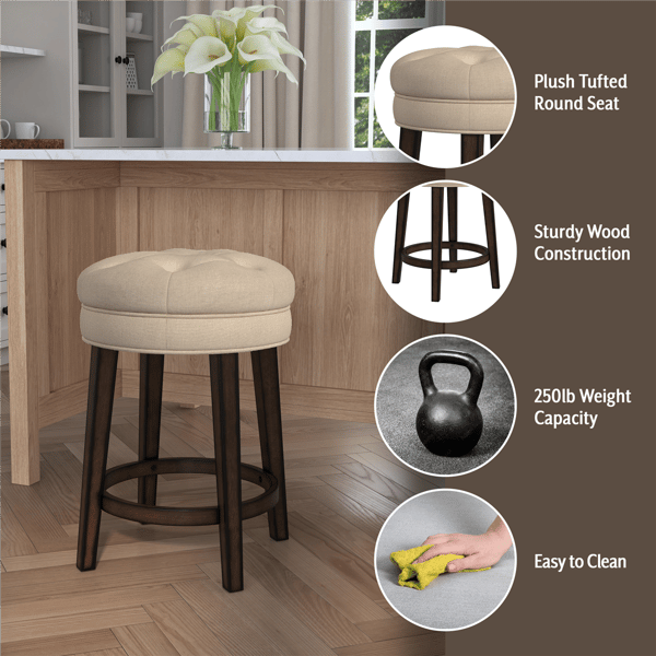 HH2 Home Krauss Stone Backless Swivel Counter Height Stool