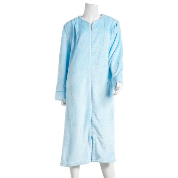 Plus Size Jasmine Rose 48 3D Plush Swirl & Leaves Zip Robe