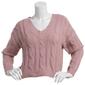 Juniors Pink Rose Delia Drop Shoulder Cable Knit Sweater - image 1