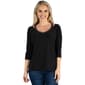 Womens 24/7 Comfort Apparel 3/4 Sleeve Cold Shoulder Top - image 1