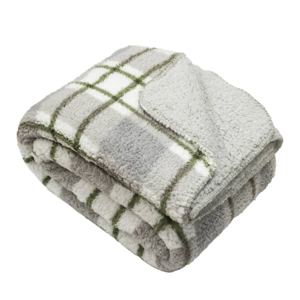 Mantolok Reversible Sherpa Plaid Throw - image 
