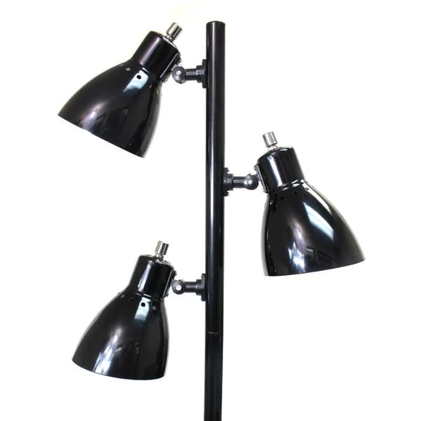 Simple Designs Metal Black Finish 3-Light Tree Floor Lamp