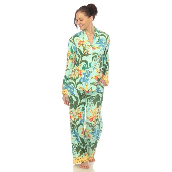 Womens White Mark Two Piece Wildflower Print Pajama Set - image 