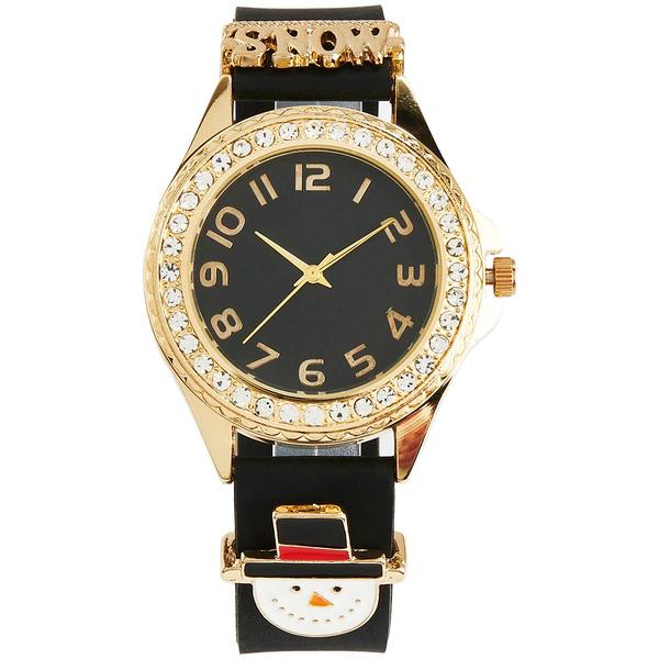 Womens Christmas Charms Watch on Black Silicone Band - AS131B - image 