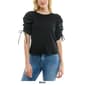 Womens Nicole Miller Solid Shirred Sleeve Cherie Rib Blouse - image 5