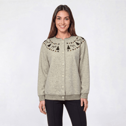 Womens Hasting & Smith Woodland Fair Isle Fleece Cardigan