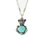 1928 Pewter Howlite Dyed Turquoise Teddy Bear Pendant - image 1
