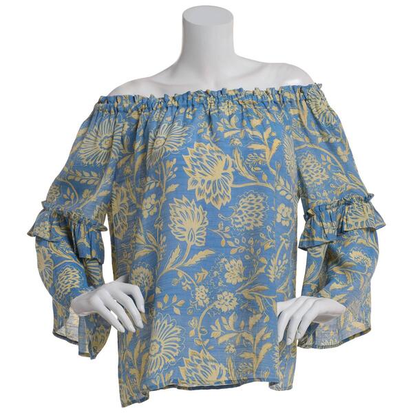 Womens Zac & Rachel 3/4 Bell Sleeve Off The Shoulder Blouse - image 