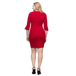 Womens 24/7 Comfort Apparel Keyhole 3/4 Sleeve Mini Dress