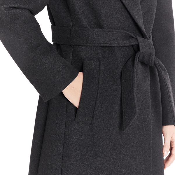 Womens Nine West Solid Faux Wool Coat With Belt