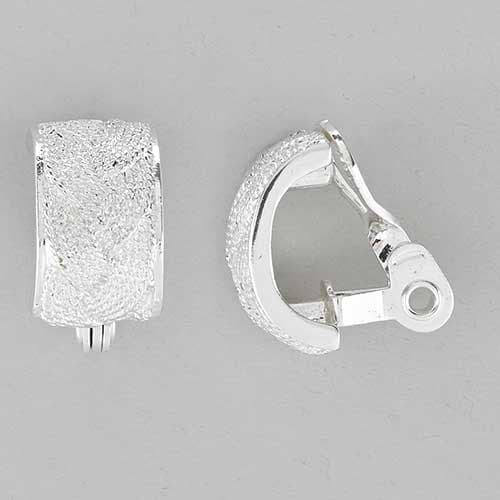 Napier Silver-Tone Braided Comfort Clip On Hoop Earrings - image 