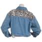 Juniors No Comment Denim Trucker Jacket w/ Leopard Twill Panels - image 2