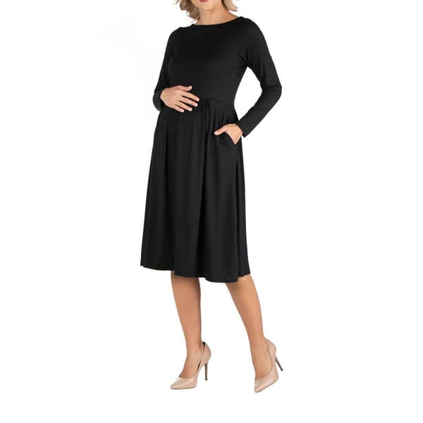 Womens 24/7 Comfort Apparel Fit and Flare Maternity Midi Dress