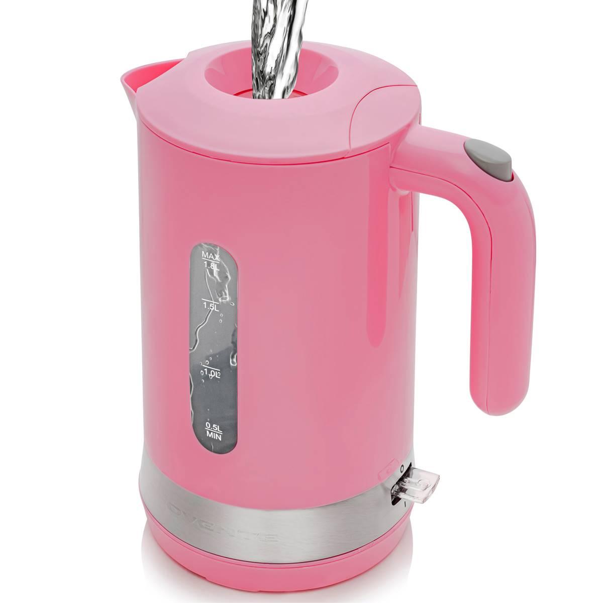 Ovente 1.8 Liter Electric Kettle w/ ProntoFill(tm) Lid - Pink