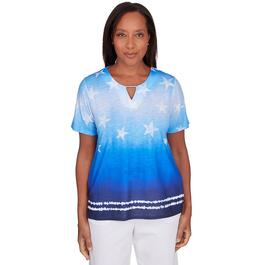 Womens Alfred Dunner All American Tie Dye Stars Top