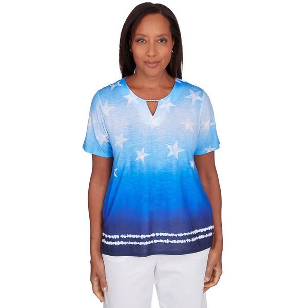 Petites Alfred Dunner All American Tie Dye Stars Top - image 