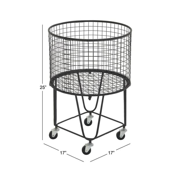CosmoLiving by Cosmopolitan Black Industrial Metal Laundry Cart