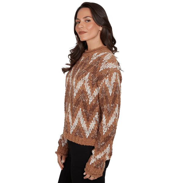 Petite Skye''s the Limit Wild Romance Zig Zag Textured Sweater