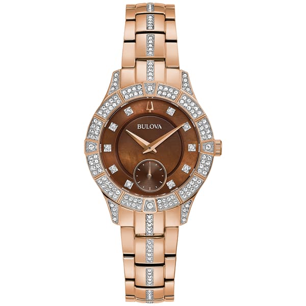 Womens Bulova Rose-tone Stainless Crystal Accent Watch - 98L284 - image 