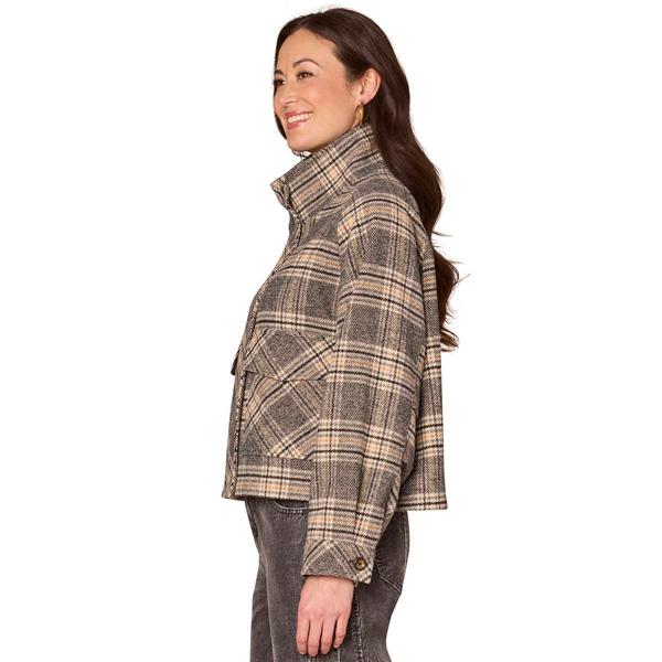 Womens Democracy Patch Pocket Plaid Jacket
