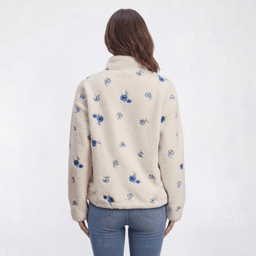 Petite Architect® Long Sleeve Zip Neck Floral Sherpa Sweater