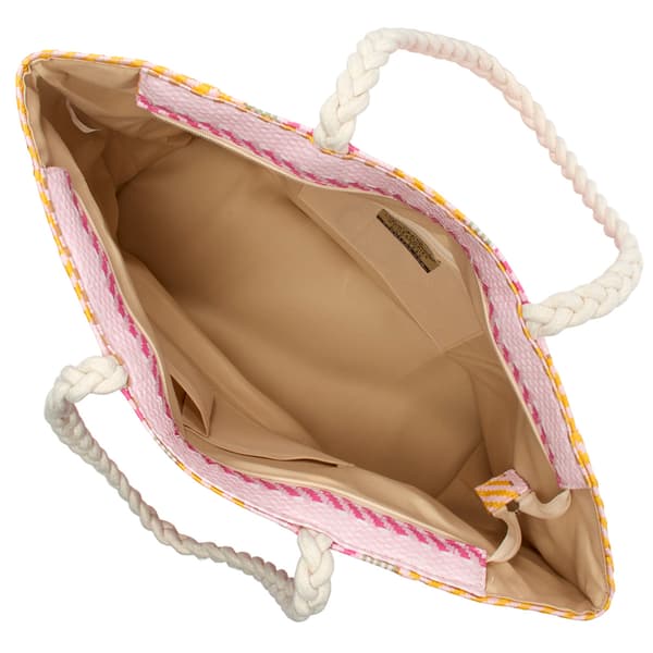 Sun ''N'' Sand Pink Paper Straw Shoulder Tote